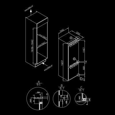 Встраиваемый холодильник HIBERG i-RFCB 455F NFW Встраиваемый холодильник HIBERG i-RFCB 455F NFW