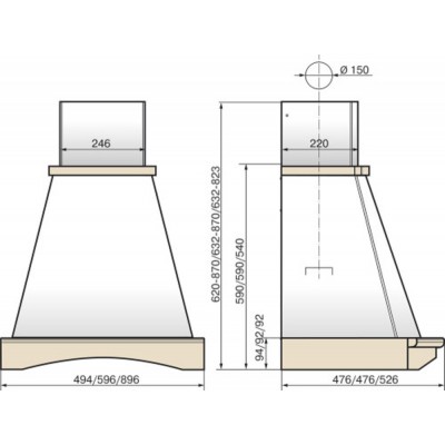 ВЫТЯЖКА ЭЛИКОР Ротонда 60 бежевый/дуб белый патина зол ВЫТЯЖКА ЭЛИКОР Ротонда 60 бежевый/дуб белый патина зол