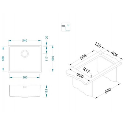 Мойка Alveus KOMBINO 50 SAT-90 500X400X195 в комплекте с сифоном 1130550 Мойка Alveus KOMBINO 50 SAT-90 500X400X195 в комплекте с сифоном 1130550