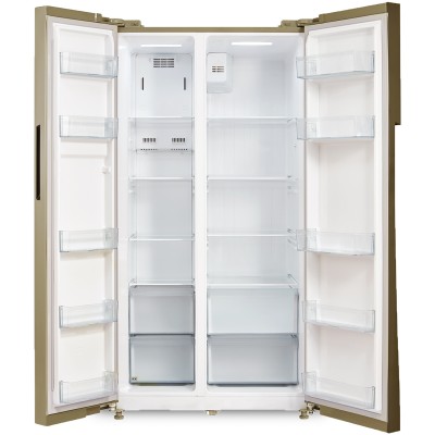 Холодильник Side-by-side с бежевыми стеклянными дверьми Бирюса SBS 587 GG Холодильник Side-by-side с бежевыми стеклянными дверьми Бирюса SBS 587 GG