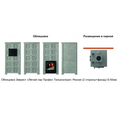 Печь Эверест "Легкий пар Профи" каменка из чугуна, Талькохлорит, Б/В, Резная (2 стор.+фасад) Печь Эверест "Легкий пар Профи" каменка из чугуна, Талькохлорит, Б/В, Резная (2 стор.+фасад)