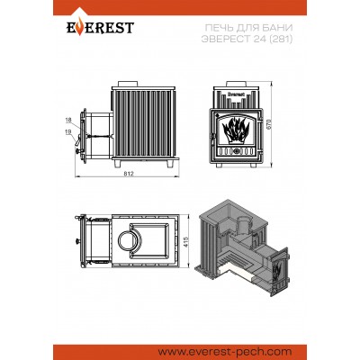 Печь для бани EVEREST 24 (281) Печь для бани EVEREST 24 (281)