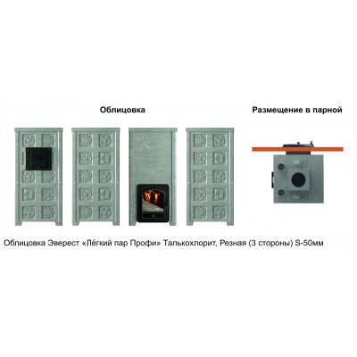 Печь Эверест "Легкий пар Профи" каменка из чугуна, Талькохлорит, S-50 мм, Резная (3 стороны) Печь Эверест "Легкий пар Профи" каменка из чугуна, Талькохлорит, S-50 мм, Резная (3 стороны)