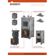 Печь Эверест "Легкий пар Профи" каменка «по-серому», Талькохлорит, S-50 мм, Резная (2 стороны)