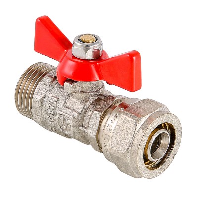 Кран шаровой с обжимным соединением и наружной резьбой 16 х 1/2" Кран шаровой с обжимным соединением и наружной резьбой 16 х 1/2"