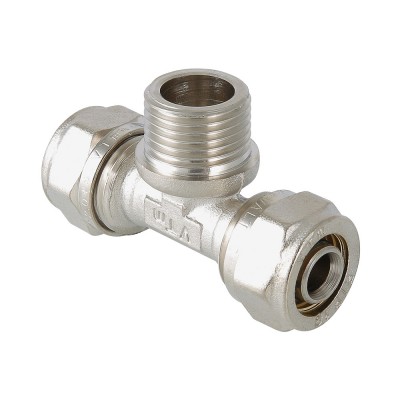 Фитинг обжимной – тройник с переходом на наружную резьбу 32 мм х 1 1/4" Фитинг обжимной – тройник с переходом на наружную резьбу 32 мм х 1 1/4"