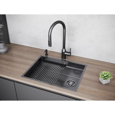 Мойка Paulmark Next-pro 58 uni PM705845-GM, вороненая сталь Мойка Paulmark Next-pro 58 uni PM705845-GM, вороненая сталь