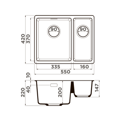 Мойка Omoikiri Kata 55-2-U-WH Artgranit/белый (4997526) Мойка Omoikiri Kata 55-2-U-WH Artgranit/белый (4997526)