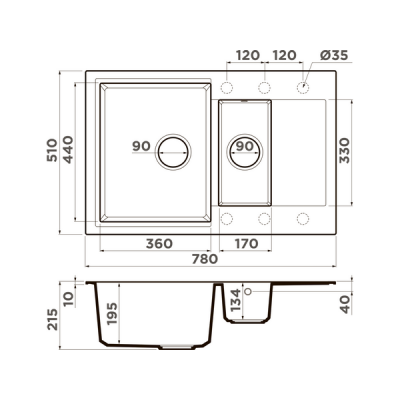Мойка Omoikiri Daisen 78-2-BL Artgranit/черный (4993334) Мойка Omoikiri Daisen 78-2-BL Artgranit/черный (4993334)