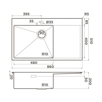 Мойка Omoikiri Akisame 86-L Side-LG нерж. сталь/светлое золото (4997045) Мойка Omoikiri Akisame 86-L Side-LG нерж. сталь/светлое золото (4997045)