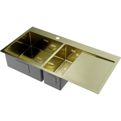 Мойка Omoikiri Akisame 100-2-L-LG нерж. сталь/светлое золото (4973089) Мойка Omoikiri Akisame 100-2-L-LG нерж. сталь/светлое золото (4973089)