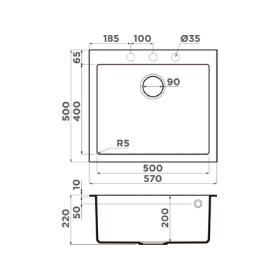 Мойка Omoikiri Bosen 57-BL Tetogranit/черный (4993145) Мойка Omoikiri Bosen 57-BL Tetogranit/черный (4993145)