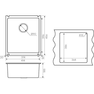 Мойка Kuchenstern SUBKERAM 45 керамический черный Мойка Kuchenstern SUBKERAM 45 керамический черный