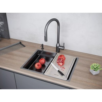 Мойка Paulmark Next-multi sink 58 uni PM785845-GM, вороненая сталь Мойка Paulmark Next-multi sink 58 uni PM785845-GM, вороненая сталь