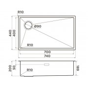 Мойка Omoikiri Taki 74-U/IF Side-L-GB нерж. сталь/графит (4997473)