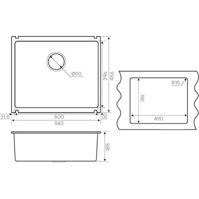 Мойка Kuchenstern SUBKERAM 60 кристальный белый Мойка Kuchenstern SUBKERAM 60 кристальный белый