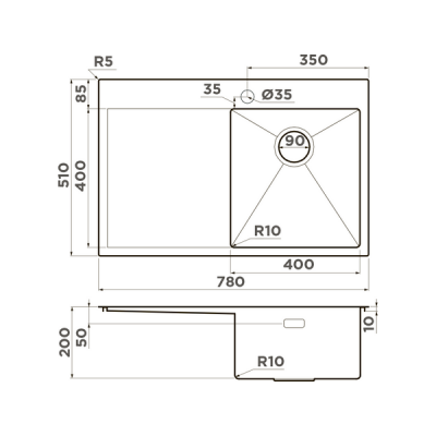 Мойка Omoikiri Akisame 78-R-GM нерж. сталь/вороненая сталь (4973100) Мойка Omoikiri Akisame 78-R-GM нерж. сталь/вороненая сталь (4973100)