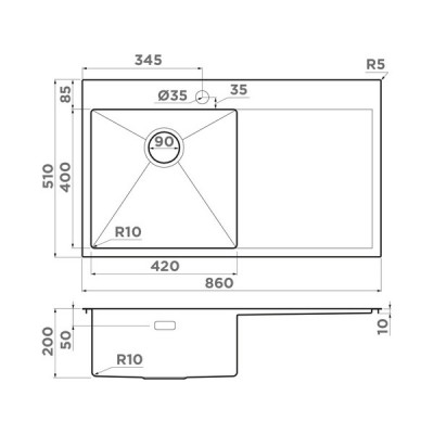 Мойка Omoikiri Akisame 86-L-IN нерж. сталь/нержавеющая сталь (4993760) Мойка Omoikiri Akisame 86-L-IN нерж. сталь/нержавеющая сталь (4993760)