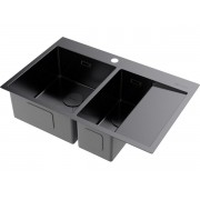 Мойка Omoikiri Akisame 78-2-L-GM нерж. сталь/вороненая сталь (4973101)