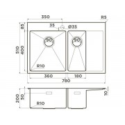 Мойка Omoikiri Akisame 78-2-L-GM нерж. сталь/вороненая сталь (4973101)