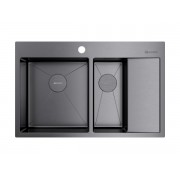 Мойка Omoikiri Akisame 78-2-L-GM нерж. сталь/вороненая сталь (4973101)