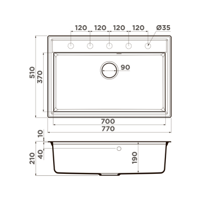 Мойка Omoikiri Daisen 77-BL Artgranit/черный (4993630) Мойка Omoikiri Daisen 77-BL Artgranit/черный (4993630)