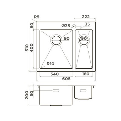 Мойка Omoikiri Akisame 60-2-L-IN нерж. сталь/нержавеющая сталь (4993775) Мойка Omoikiri Akisame 60-2-L-IN нерж. сталь/нержавеющая сталь (4993775)