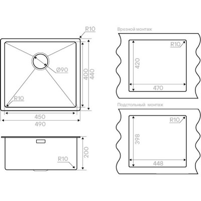 Мойка Kuchenstern KRAFT 50 вороненая сталь Мойка Kuchenstern KRAFT 50 вороненая сталь