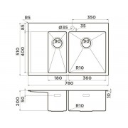 Мойка Omoikiri Akisame 78-2-R-GM нерж. сталь/вороненая сталь (4973102)