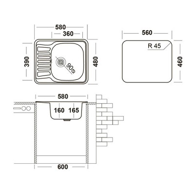 Мойка Ukinox Комфорт COM580.480 -GT6K 1R Мойка Ukinox Комфорт COM580.480 -GT6K 1R