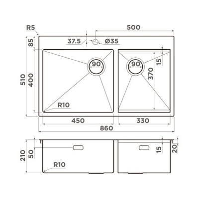 Мойка Omoikiri Akisame 86-2 Side-IN нерж. сталь/нержавеющая сталь (4997021) Мойка Omoikiri Akisame 86-2 Side-IN нерж. сталь/нержавеющая сталь (4997021)