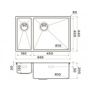 Мойка Omoikiri Taki 69-2-U/IF-R Side-LG нерж. сталь/светлое золото (4993184)