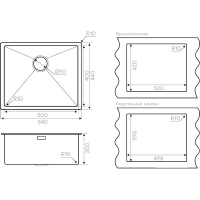 Мойка Kuchenstern KRAFT 60 вороненая сталь Мойка Kuchenstern KRAFT 60 вороненая сталь