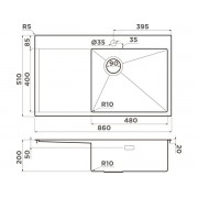 Мойка Omoikiri Akisame 86-R Side-LG нерж. сталь/светлое золото (4997046)
