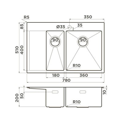 Мойка Omoikiri Akisame 78-2-R-LG нерж. сталь/светлое золото (4973088) Мойка Omoikiri Akisame 78-2-R-LG нерж. сталь/светлое золото (4973088)