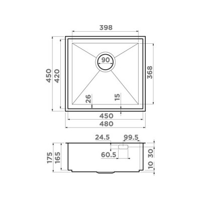 Мойка Omoikiri Kasen 48-26-INT-GM нерж. сталь/вороненая сталь (4997058) Мойка Omoikiri Kasen 48-26-INT-GM нерж. сталь/вороненая сталь (4997058)