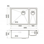 Мойка Omoikiri Taki 69-2-U/IF-L Side-IN нерж. сталь/нержавеющая сталь (4997049)
