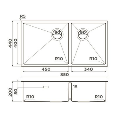 Мойка Omoikiri Taki 85-2-LB-U/IF Side-IN нерж. сталь/нержавеющая сталь (4997037) Мойка Omoikiri Taki 85-2-LB-U/IF Side-IN нерж. сталь/нержавеющая сталь (4997037)
