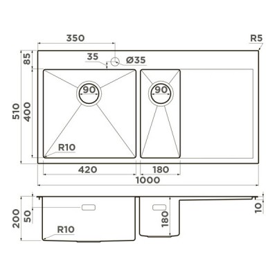 Мойка Omoikiri Akisame 100-2-L-IN нерж. сталь/нержавеющая сталь (4973544) Мойка Omoikiri Akisame 100-2-L-IN нерж. сталь/нержавеющая сталь (4973544)
