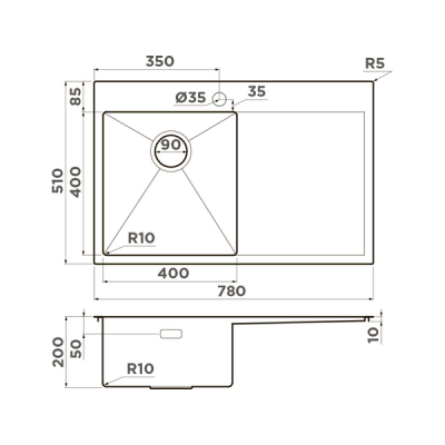Мойка Omoikiri Akisame 78-L-LG нерж. сталь/светлое золото (4973085) Мойка Omoikiri Akisame 78-L-LG нерж. сталь/светлое золото (4973085)