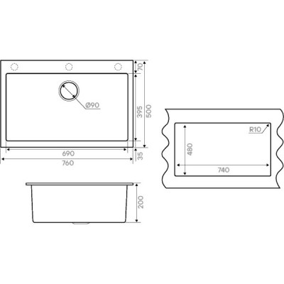 Мойка Kuchenstern OBEN 80 белый Мойка Kuchenstern OBEN 80 белый