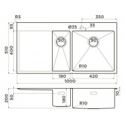 Мойка Omoikiri Akisame 100-2-R-LG нерж. сталь/светлое золото (4973090)