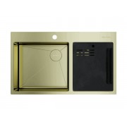 Мойка Omoikiri Akisame 86-2 Side-LG нерж. сталь/светлое золото (4997048)