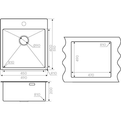 Мойка Kuchenstern WERK 50 вороненая сталь Мойка Kuchenstern WERK 50 вороненая сталь