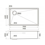 Мойка Omoikiri Taki 74-U/IF Side-L-LG нерж. сталь/светлое золото (4997472)