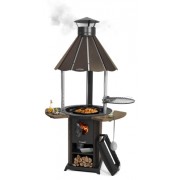 Уличный гриль ТМФ Барабек с печью под казан черная бронза